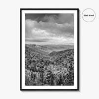 Great Smoky Mountains Black and White Fine Art Photo Print, Tennessee Poster