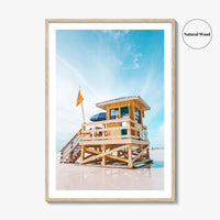 Siesta Key Yellow Fine Art Photo Print, Beach Lifeguard House, Sarasota Florida USA Poster
