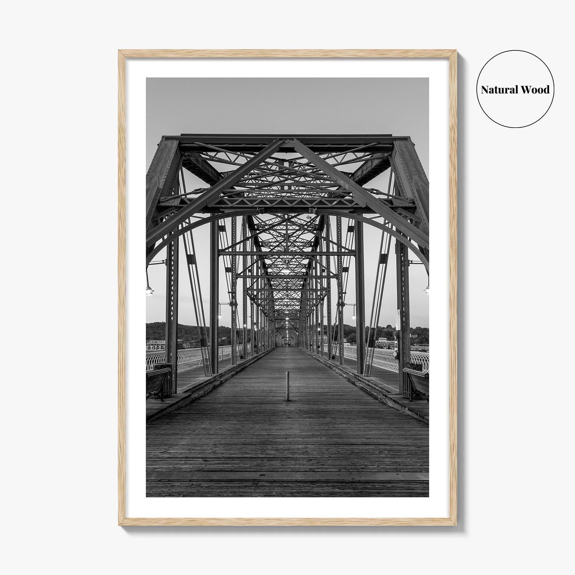 Chattanooga Black and White Fine Art Photo Print, Walnut Street Bridge, Tennessee USA Poster