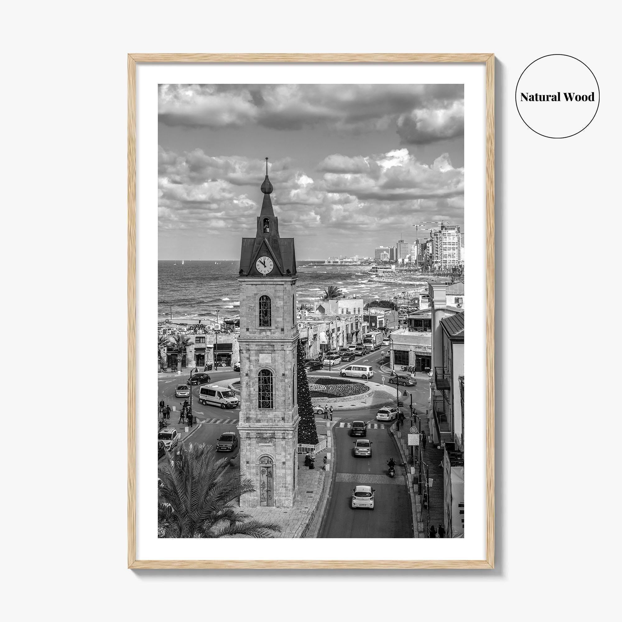 Tel Aviv Black and White Fine Art Photo Print, Jaffa Clock Tower Israel Poster