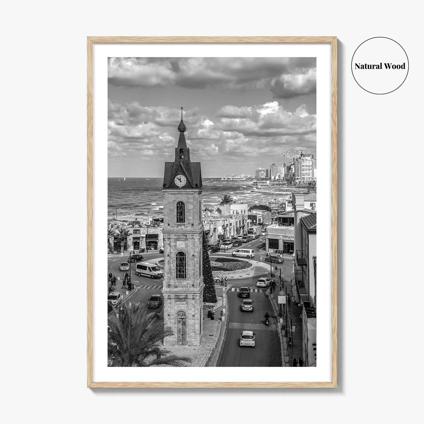 Tel Aviv Black and White Fine Art Photo Print, Jaffa Clock Tower Israel Poster