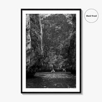 Phi Phi Islands Black and White Fine Art Photo Print, Krabi Longtail Boat Poster