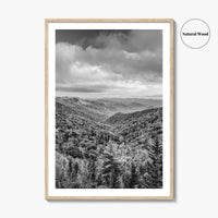Great Smoky Mountains Black and White Fine Art Photo Print, Tennessee Poster