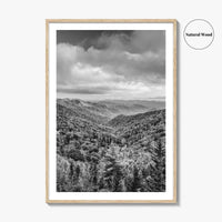 Great Smoky Mountains Black and White Fine Art Photo Print, Tennessee Poster