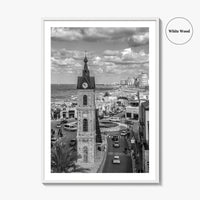 Tel Aviv Black and White Fine Art Photo Print, Jaffa Clock Tower Israel Poster