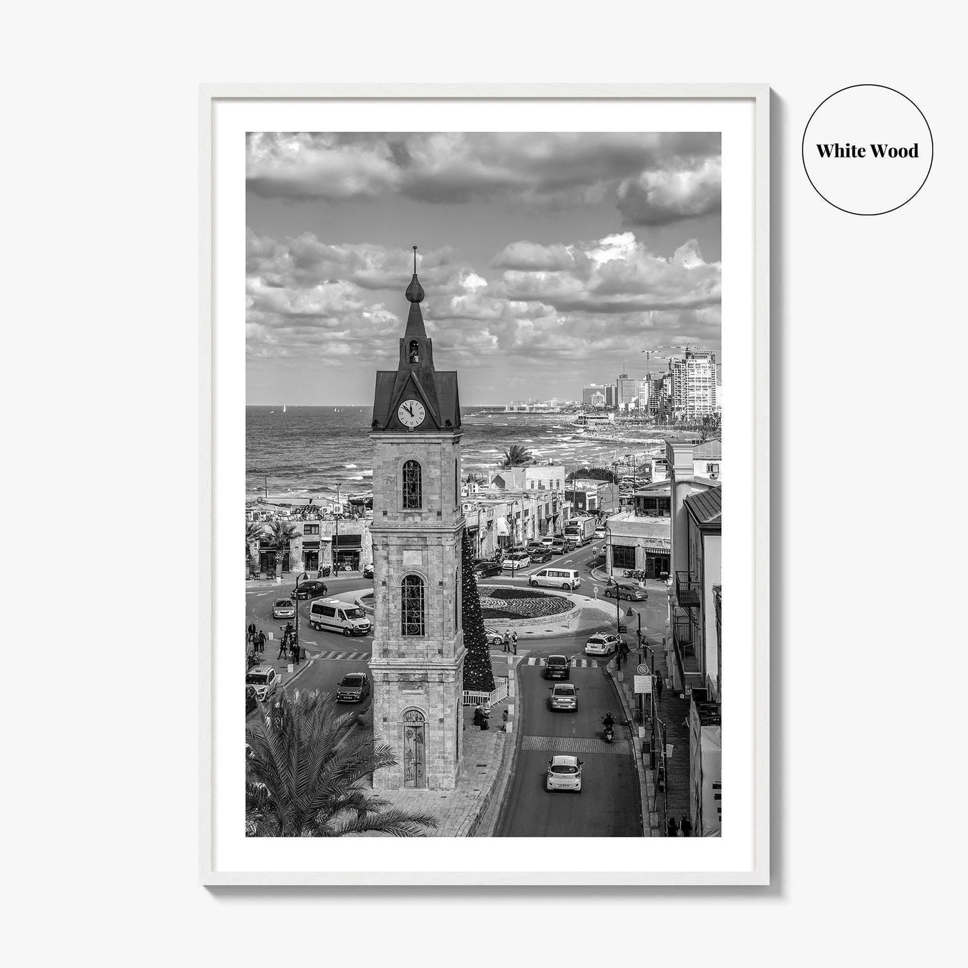 Tel Aviv Black and White Fine Art Photo Print, Jaffa Clock Tower Israel Poster