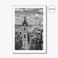 Tel Aviv Black and White Fine Art Photo Print, Jaffa Clock Tower Israel Poster