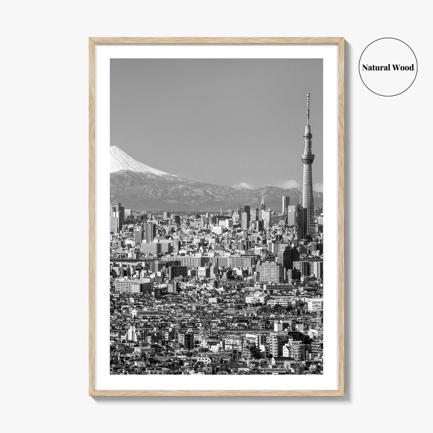 Tokyo Skyline Black and White Fine Art Photo Print, Mt Fuji Skytree Japan Poster