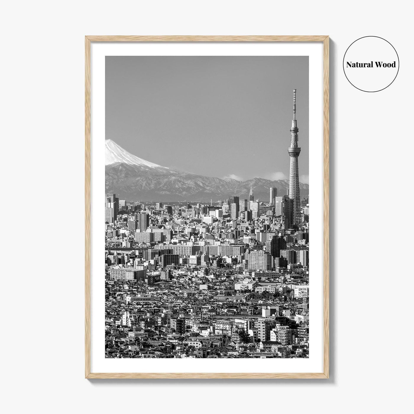 Tokyo Skyline Black and White Fine Art Photo Print, Mt Fuji Skytree Japan Poster