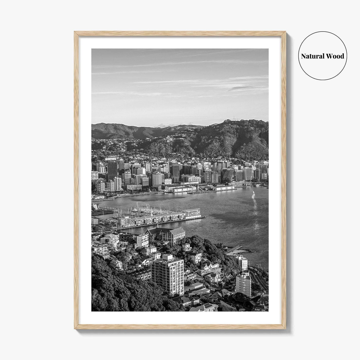 Wellington Skyline Black and White Fine Art Photo Print, Mount Victoria, New Zealand Poster