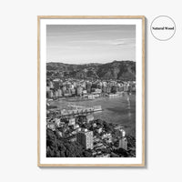 Wellington Skyline Black and White Fine Art Photo Print, Mount Victoria, New Zealand Poster