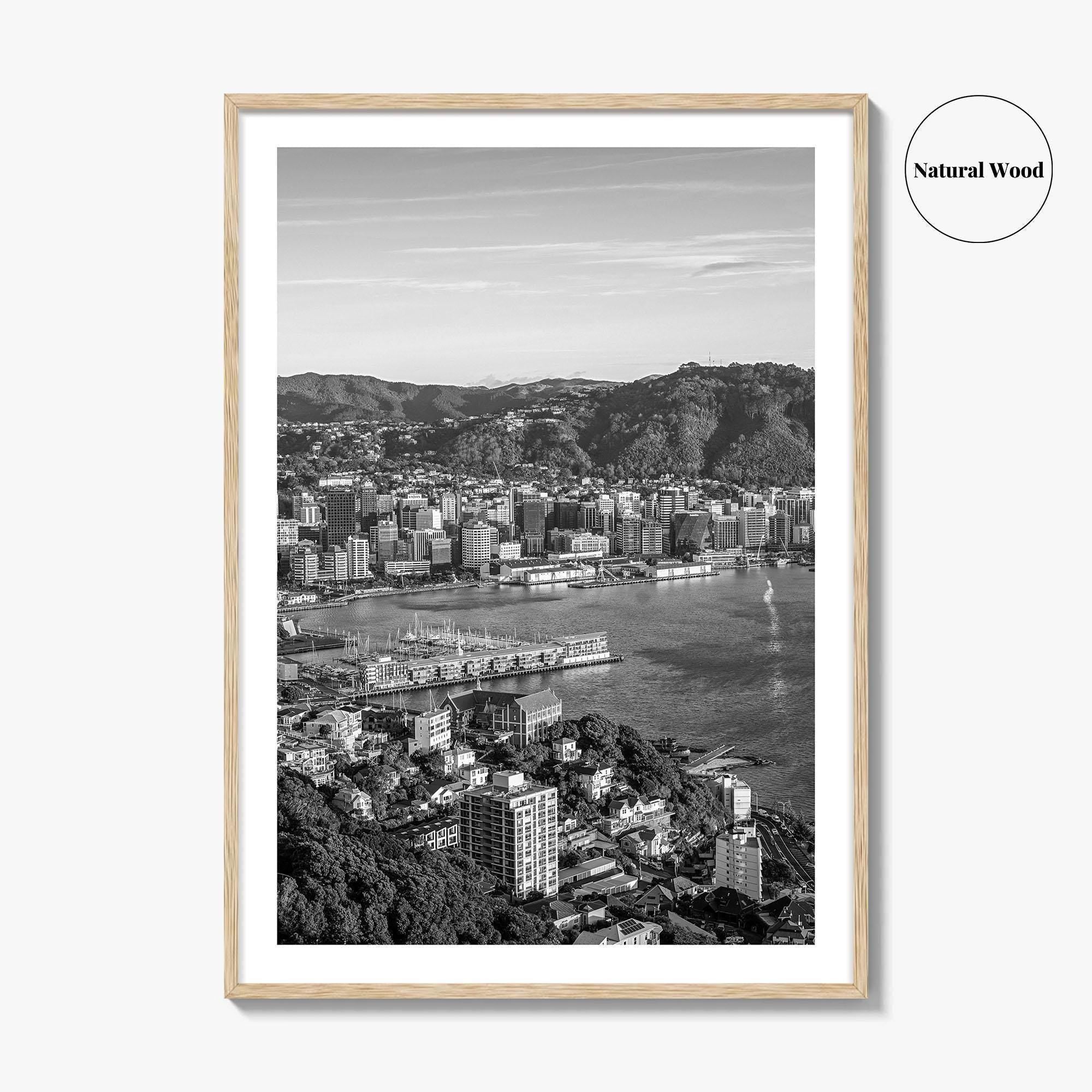 Wellington Skyline Black and White Fine Art Photo Print, Mount Victoria, New Zealand Poster