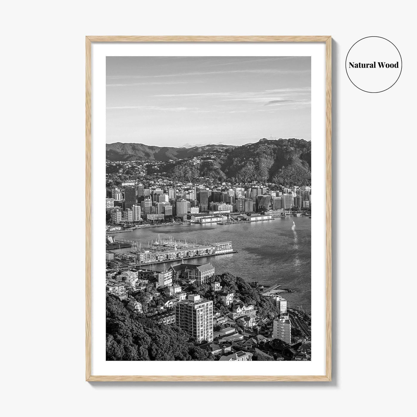 Wellington Skyline Black and White Fine Art Photo Print, Mount Victoria, New Zealand Poster