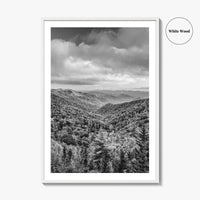 Great Smoky Mountains Black and White Fine Art Photo Print, Tennessee Poster