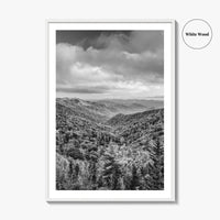 Great Smoky Mountains Black and White Fine Art Photo Print, Tennessee Poster