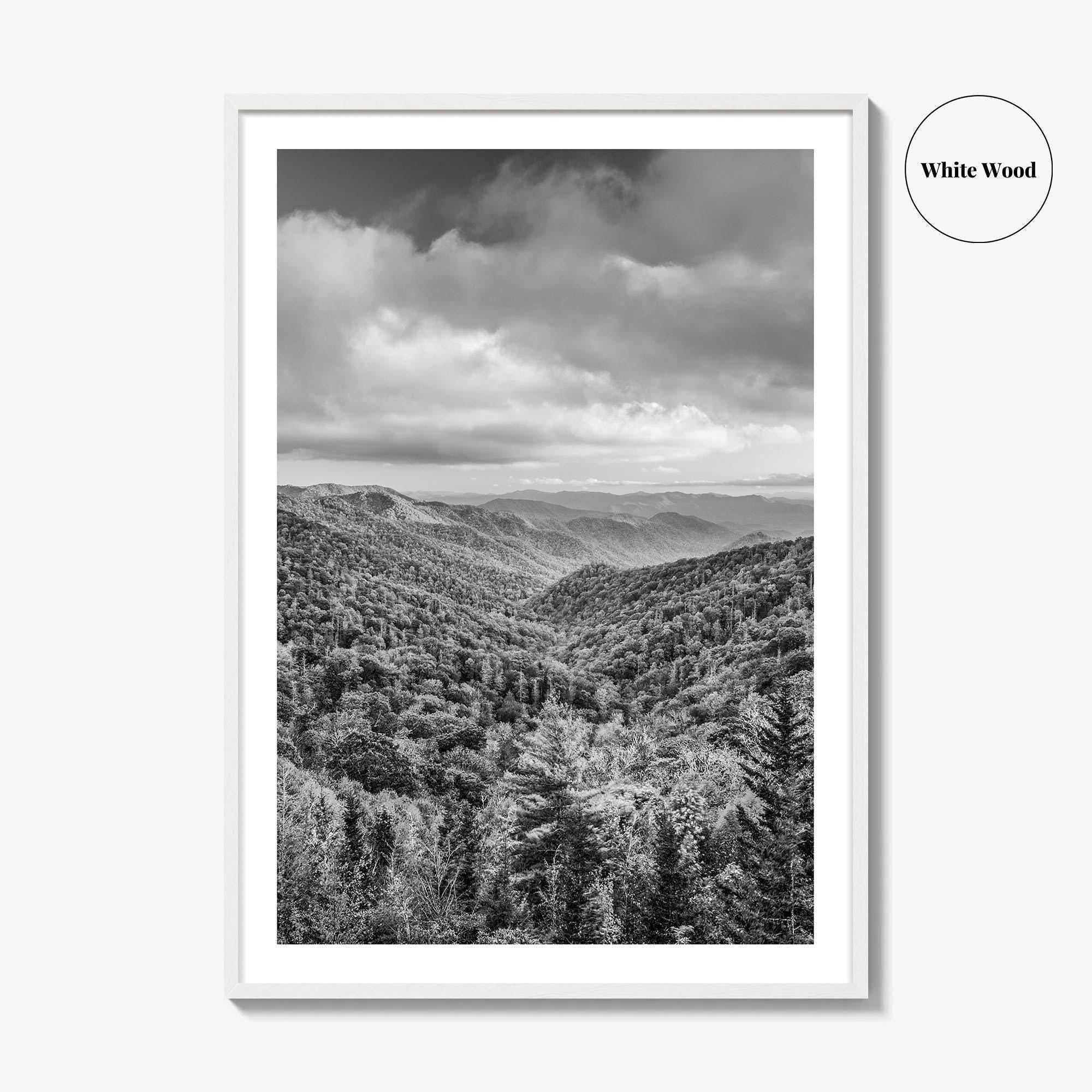 Great Smoky Mountains Black and White Fine Art Photo Print, Tennessee Poster