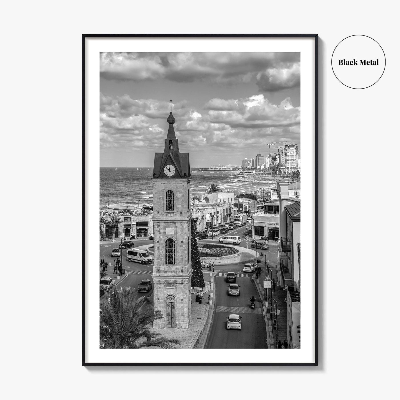 Tel Aviv Black and White Fine Art Photo Print, Jaffa Clock Tower Israel Poster