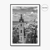 Tel Aviv Black and White Fine Art Photo Print, Jaffa Clock Tower Israel Poster