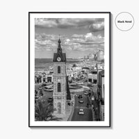 Tel Aviv Black and White Fine Art Photo Print, Jaffa Clock Tower Israel Poster