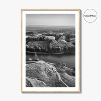 Danube River Romania Black and White Fine Art Photo Print, Dobrogea, Aerial View, Poster