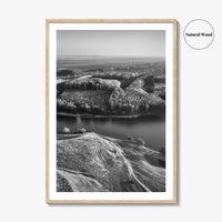 Danube River Romania Black and White Fine Art Photo Print, Dobrogea, Aerial View, Poster