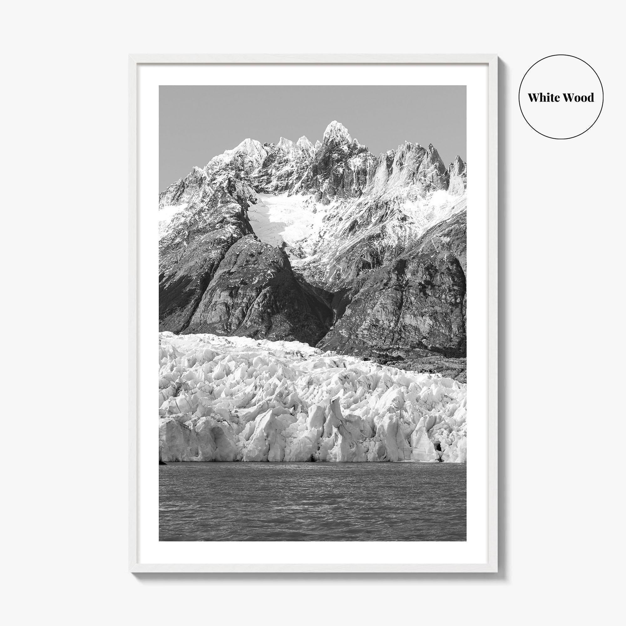 Torres del Paine Black and White Fine Art Photo Print, Grey Glacier, Patagonia Chile
