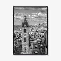 Tel Aviv Black and White Fine Art Photo Print, Jaffa Clock Tower Israel Poster