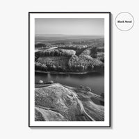 Danube River Romania Black and White Fine Art Photo Print, Dobrogea, Aerial View, Poster