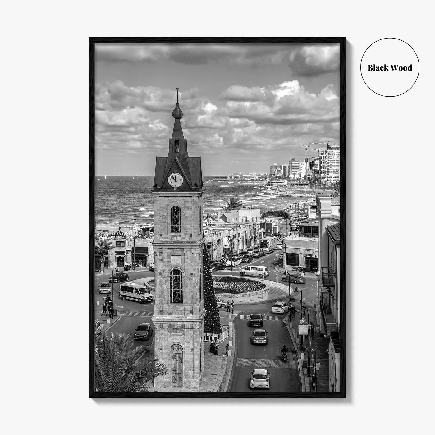Tel Aviv Black and White Fine Art Photo Print, Jaffa Clock Tower Israel Poster