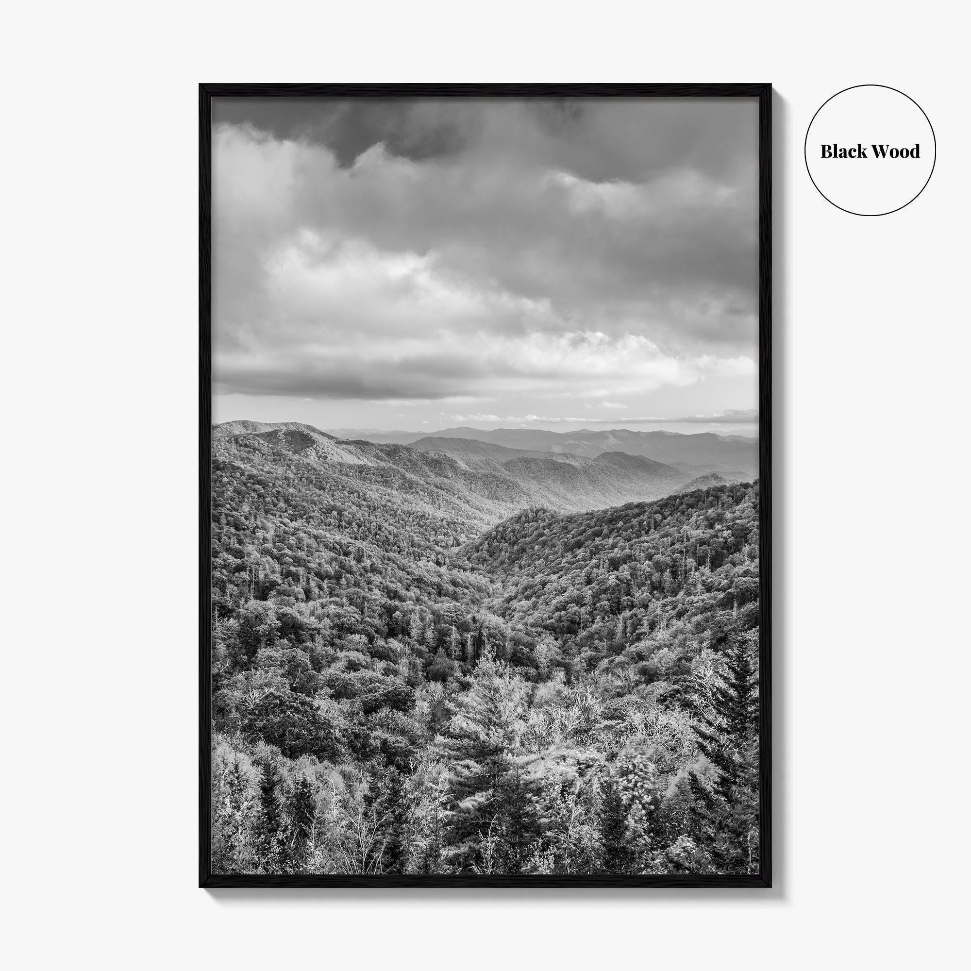 Great Smoky Mountains Black and White Fine Art Photo Print, Tennessee Poster