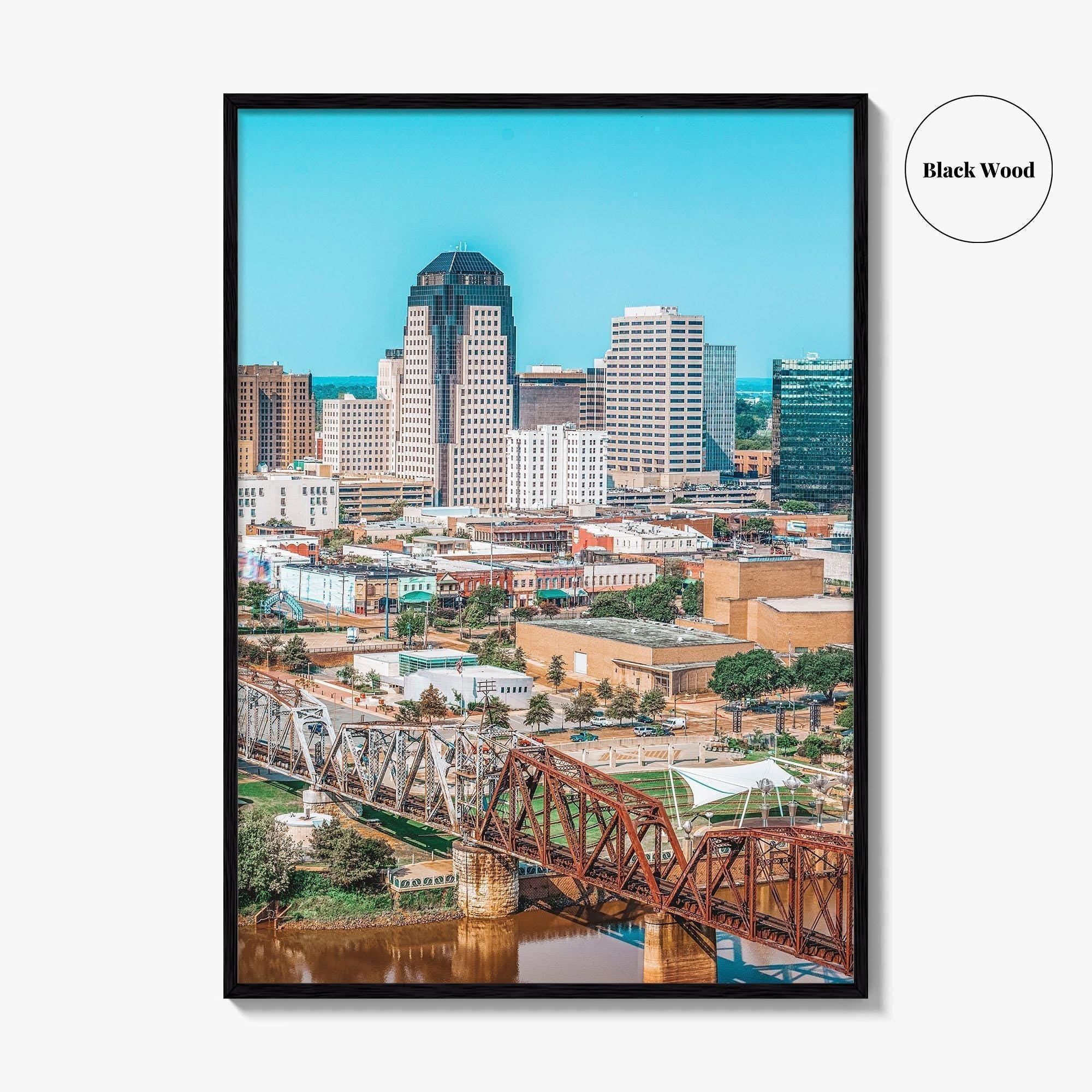 Shreveport Skyline Fine Art Photo Print, River, Louisiana, USA Wall Decor Poster
