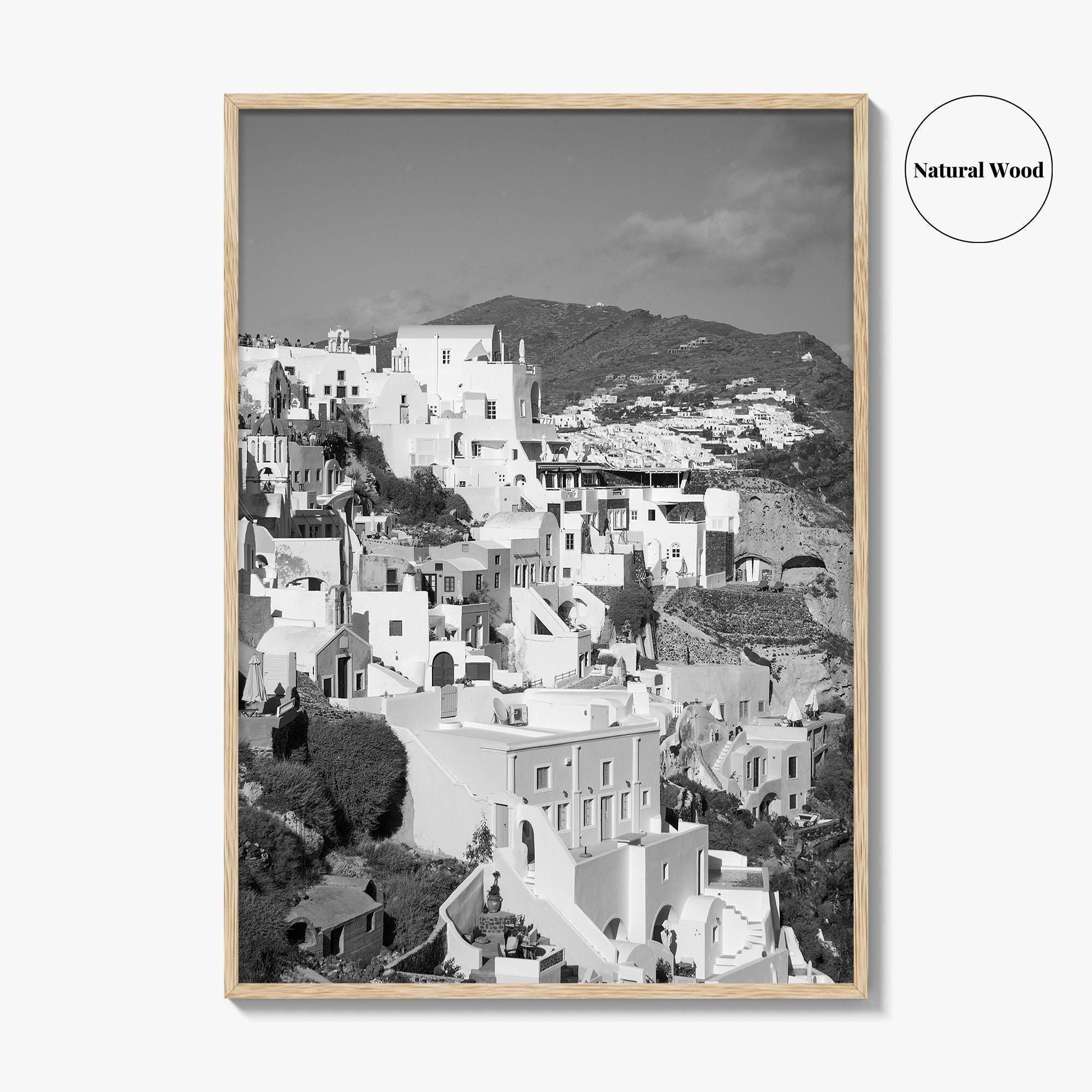 Santorini Fine Art Photo Print, Greece Wall Decor Poster, Greek Islands, Hillside Churches