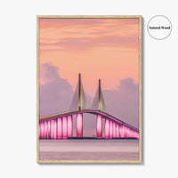Tampa Fine Art Photo Print, Sunshine Skyway Bridge, Florida USA, Wall Decor