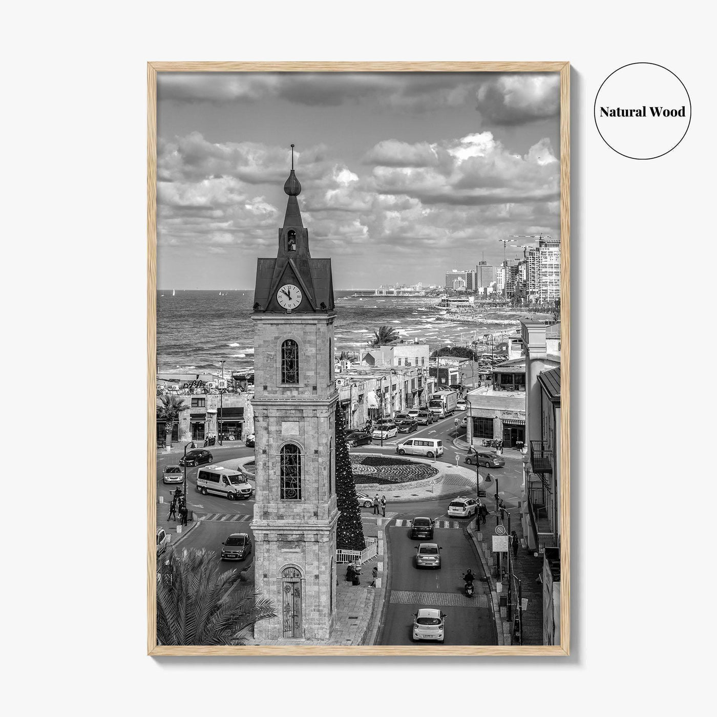 Tel Aviv Black and White Fine Art Photo Print, Jaffa Clock Tower Israel Poster