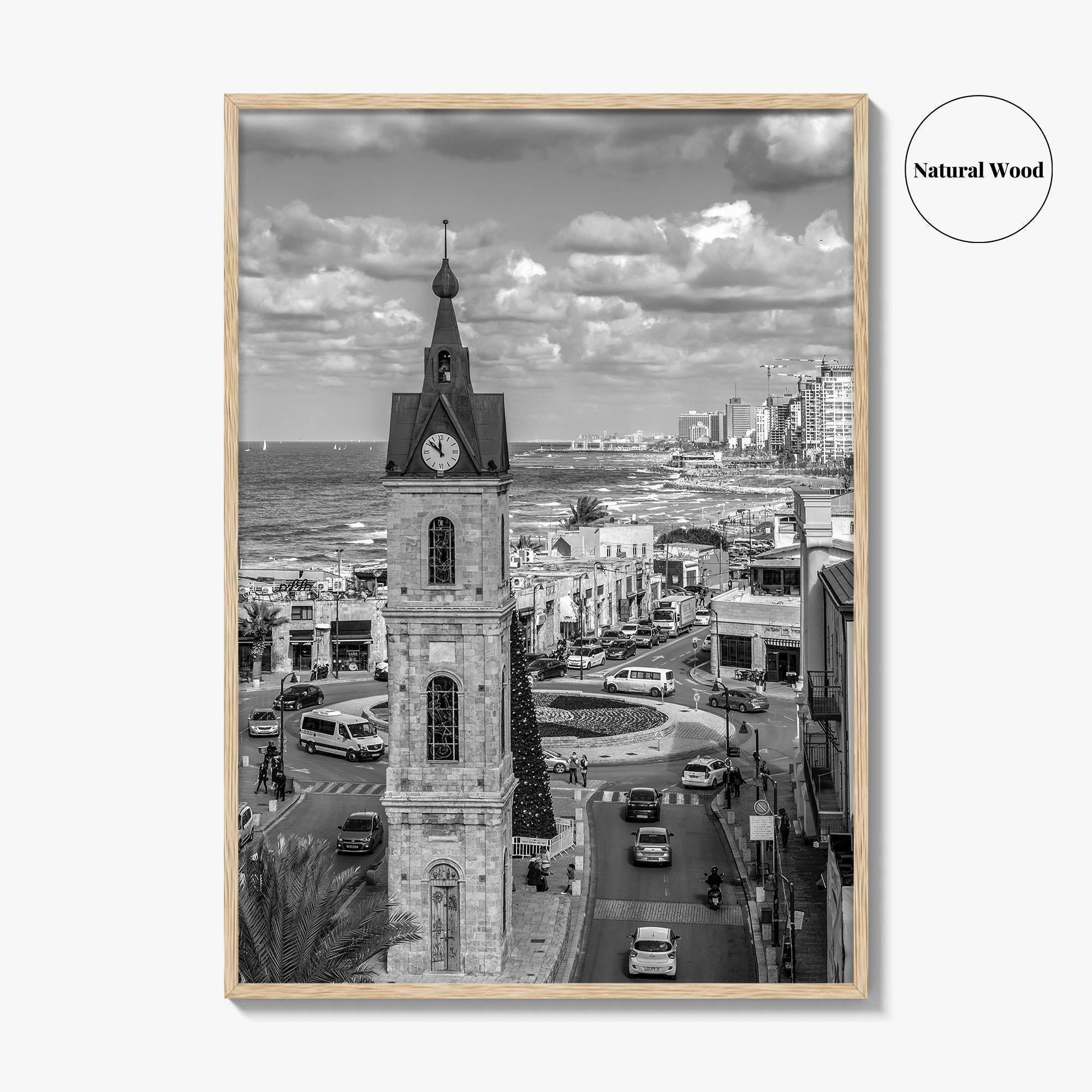 Tel Aviv Black and White Fine Art Photo Print, Jaffa Clock Tower Israel Poster