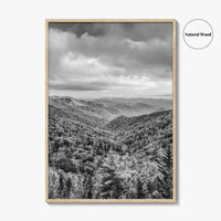 Great Smoky Mountains Black and White Fine Art Photo Print, Tennessee Poster
