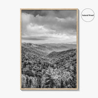 Great Smoky Mountains Black and White Fine Art Photo Print, Tennessee Poster