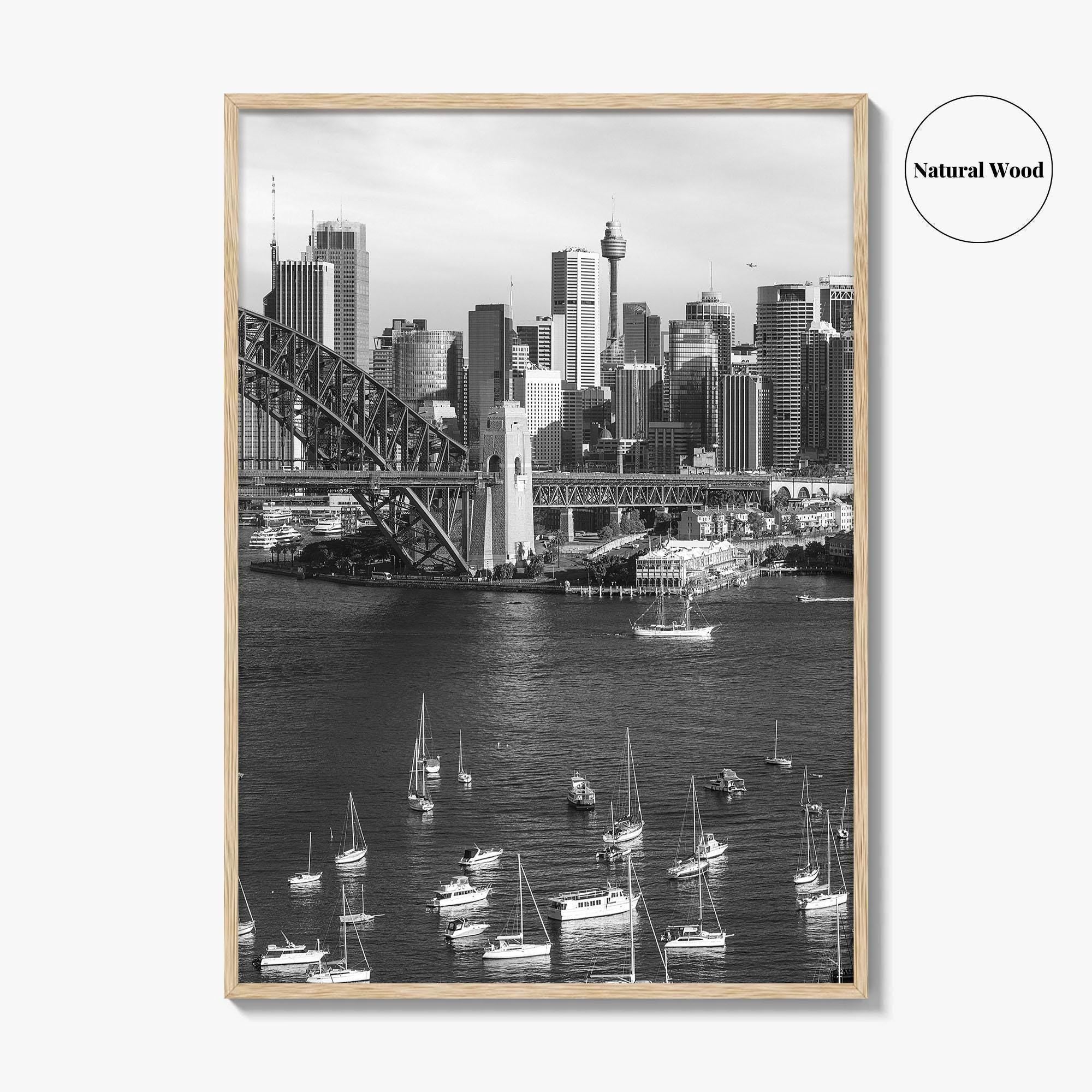 Sydney Skyline Black and White Fine Art Photo Print, Poster, New South Wales Australia