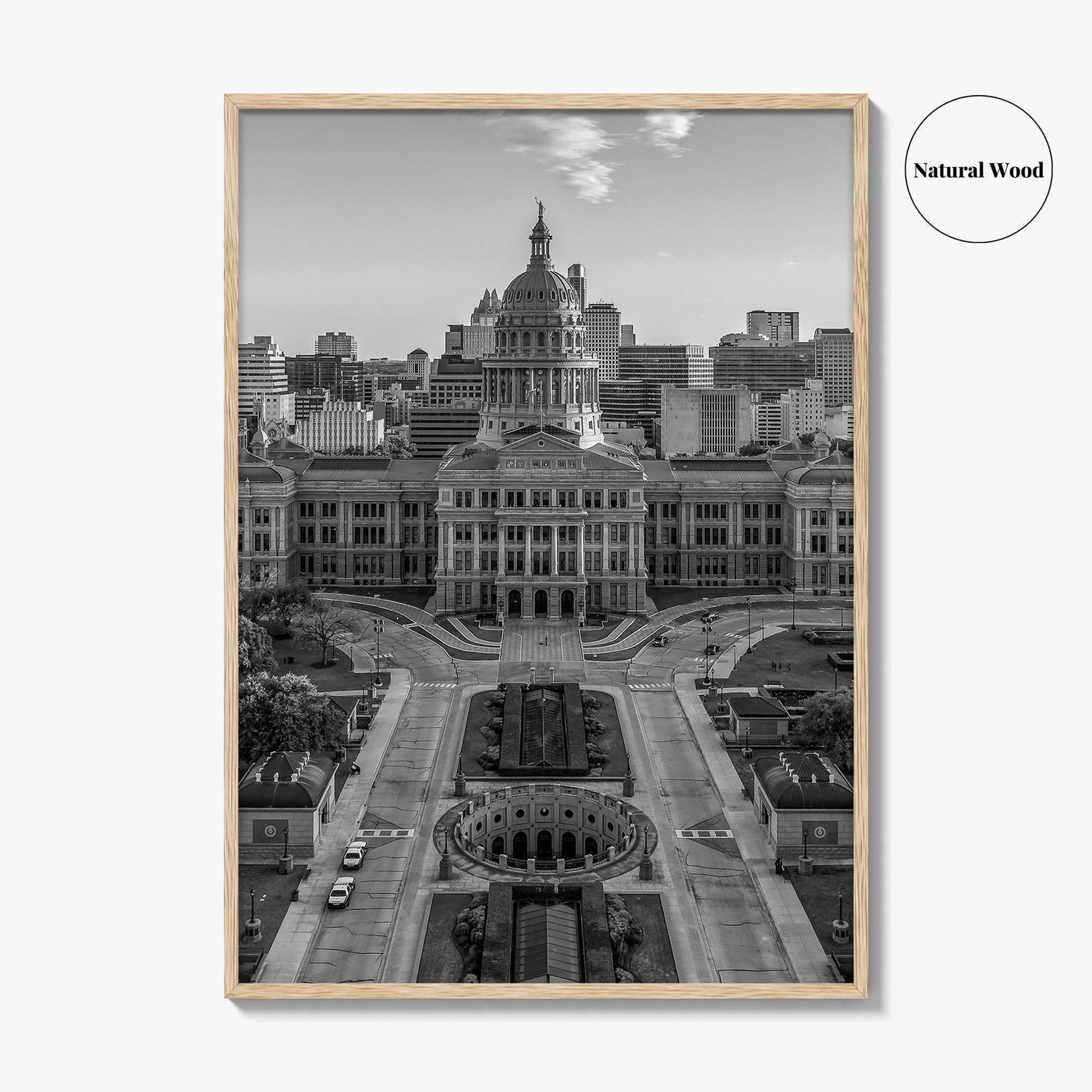 Austin Black and White Fine Art Photo Print, Texas State Capitol, TX, Poster