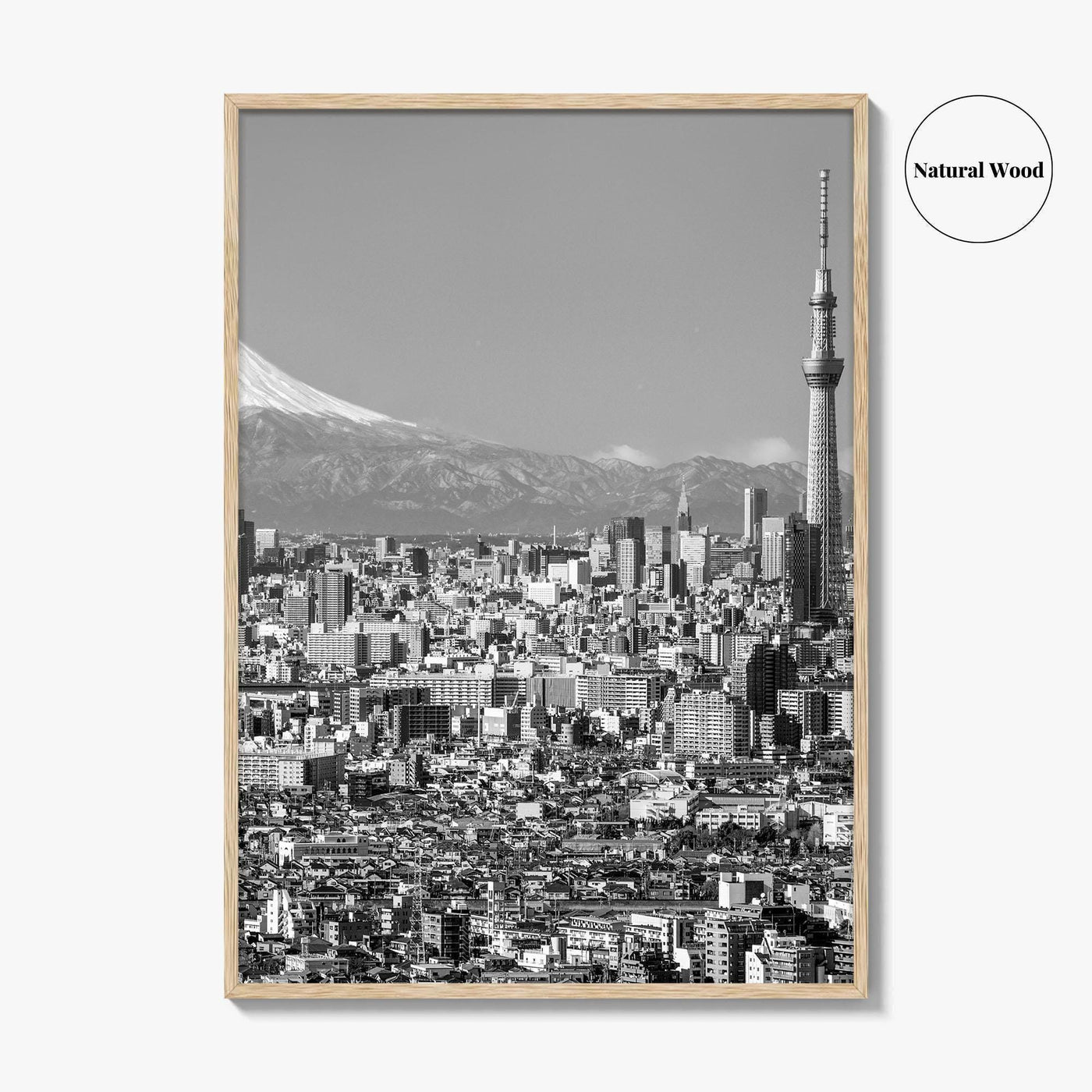 Tokyo Skyline Black and White Fine Art Photo Print, Mt Fuji Skytree Japan Poster