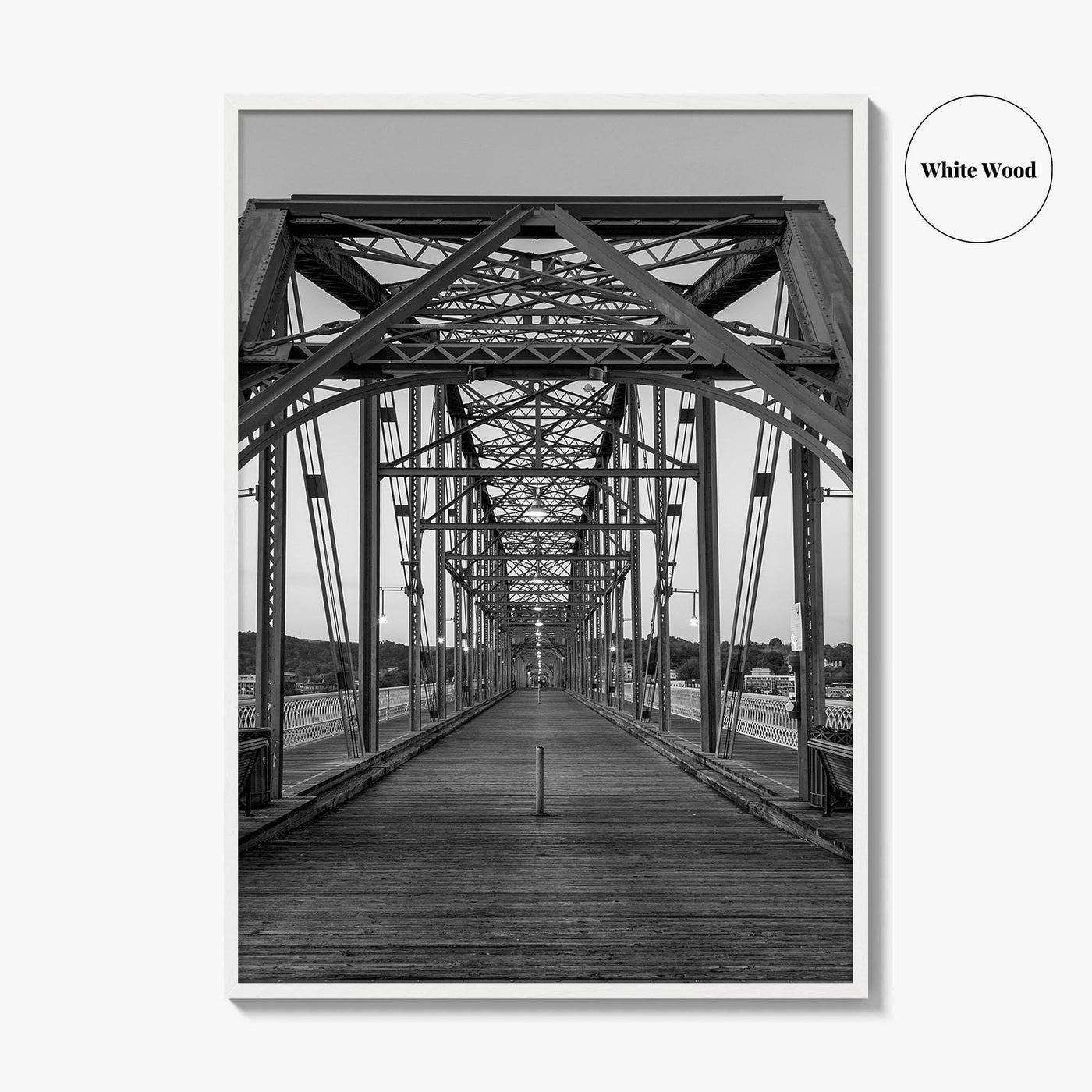 Chattanooga Black and White Fine Art Photo Print, Walnut Street Bridge, Tennessee USA Poster