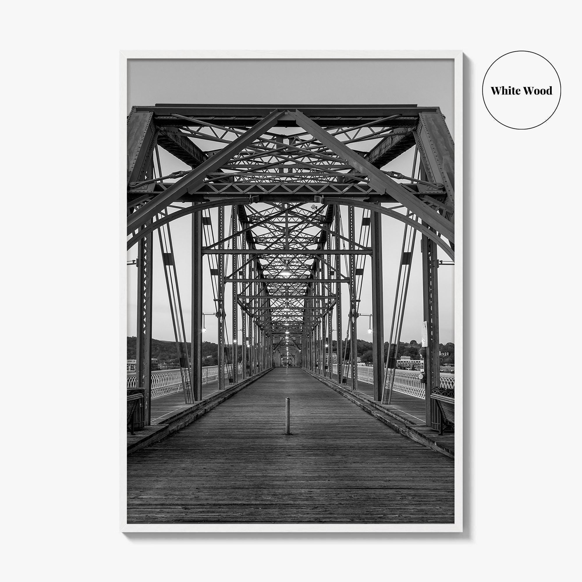 Chattanooga Black and White Fine Art Photo Print, Walnut Street Bridge, Tennessee USA Poster