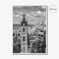 Tel Aviv Black and White Fine Art Photo Print, Jaffa Clock Tower Israel Poster