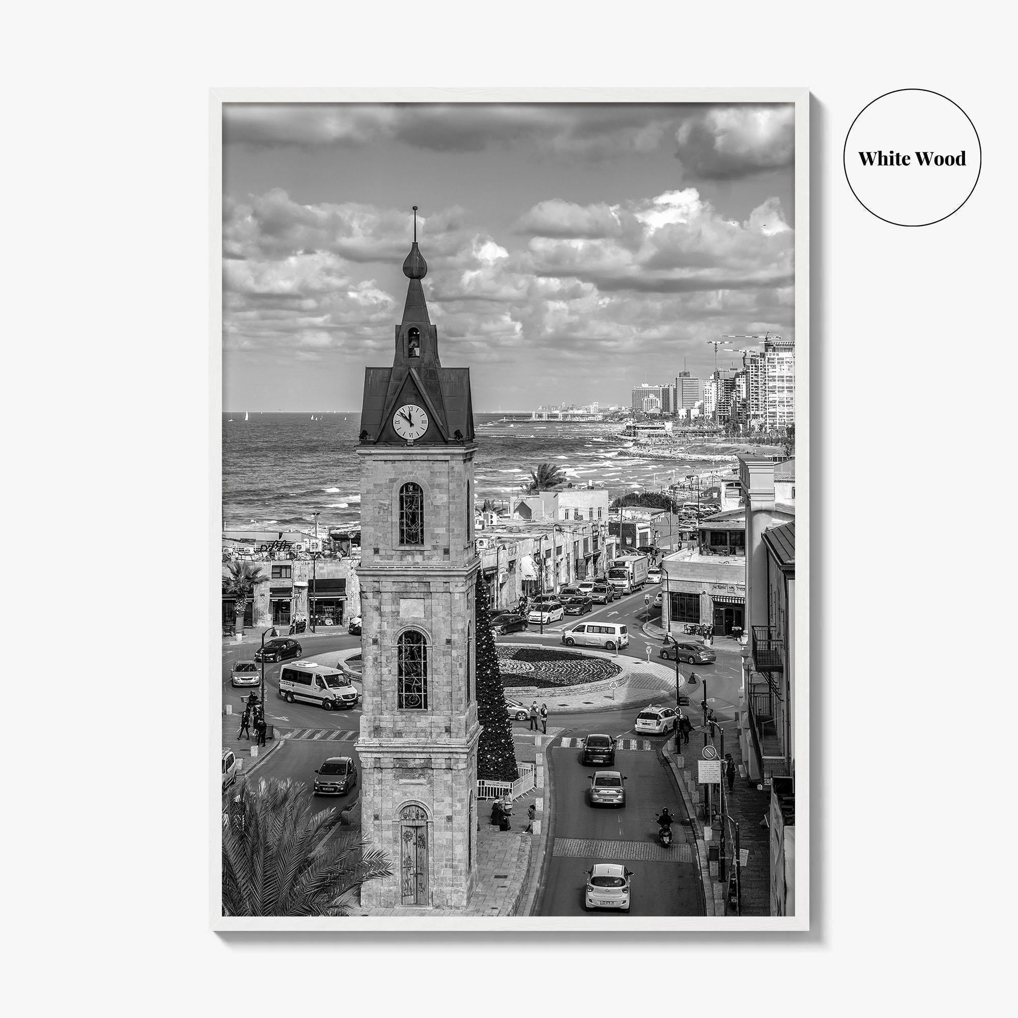 Tel Aviv Black and White Fine Art Photo Print, Jaffa Clock Tower Israel Poster