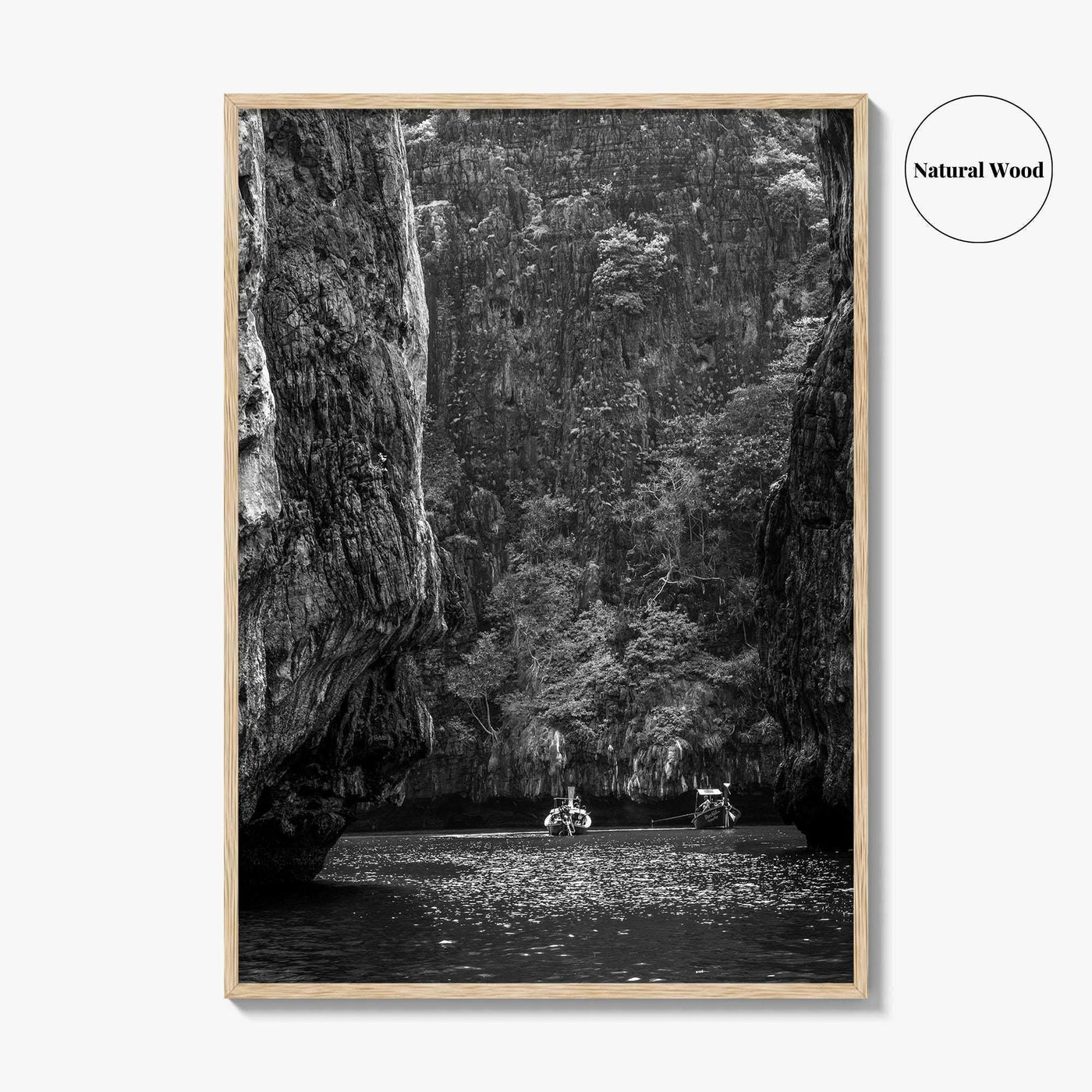 Phi Phi Islands Black and White Fine Art Photo Print, Krabi Longtail Boat Poster