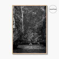 Phi Phi Islands Black and White Fine Art Photo Print, Krabi Longtail Boat Poster