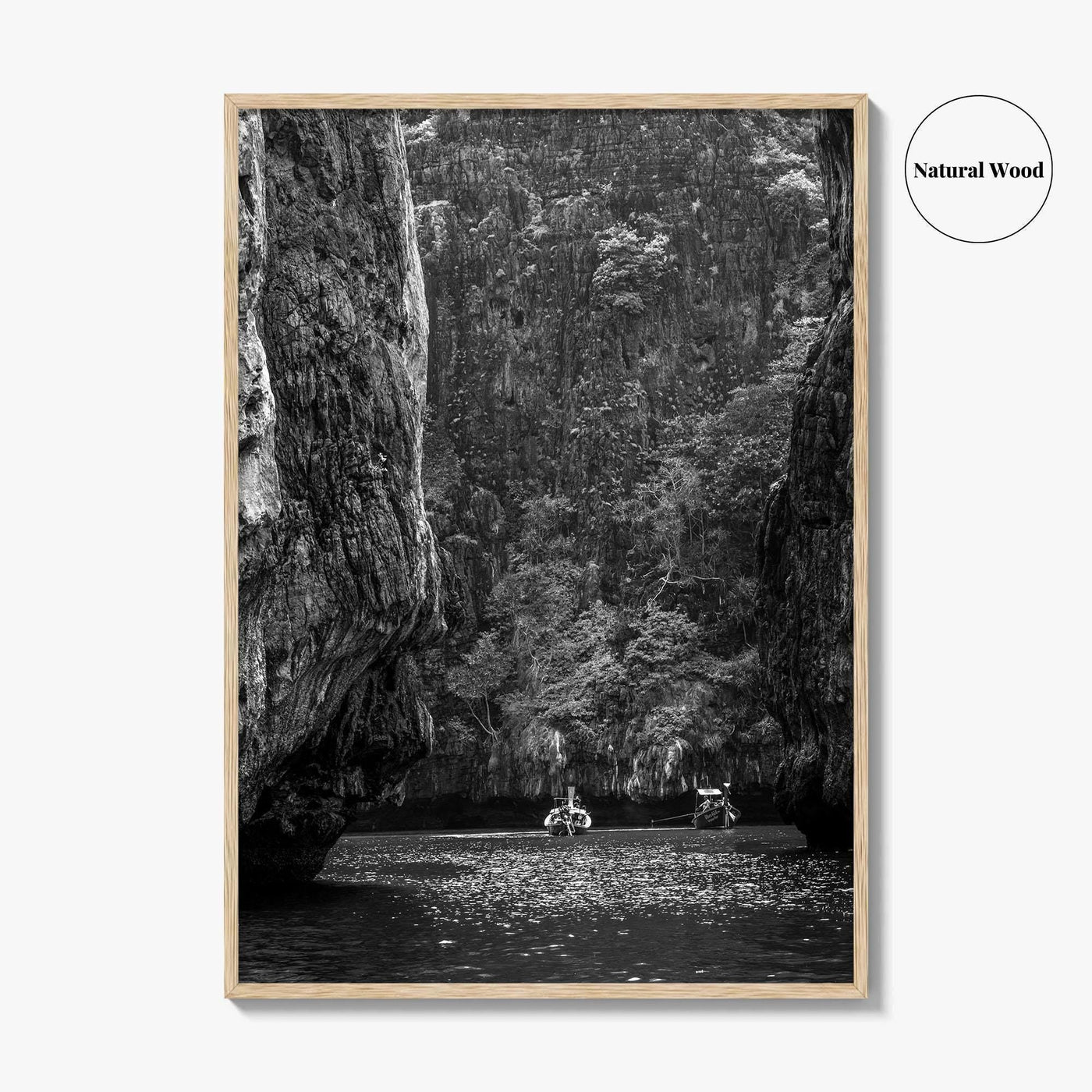 Phi Phi Islands Black and White Fine Art Photo Print, Krabi Longtail Boat Poster