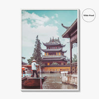 Shanghai Fine Art Photo Print, Zhujiajiao Water Town, China, Boats, Historic Buildings, Wall Poster