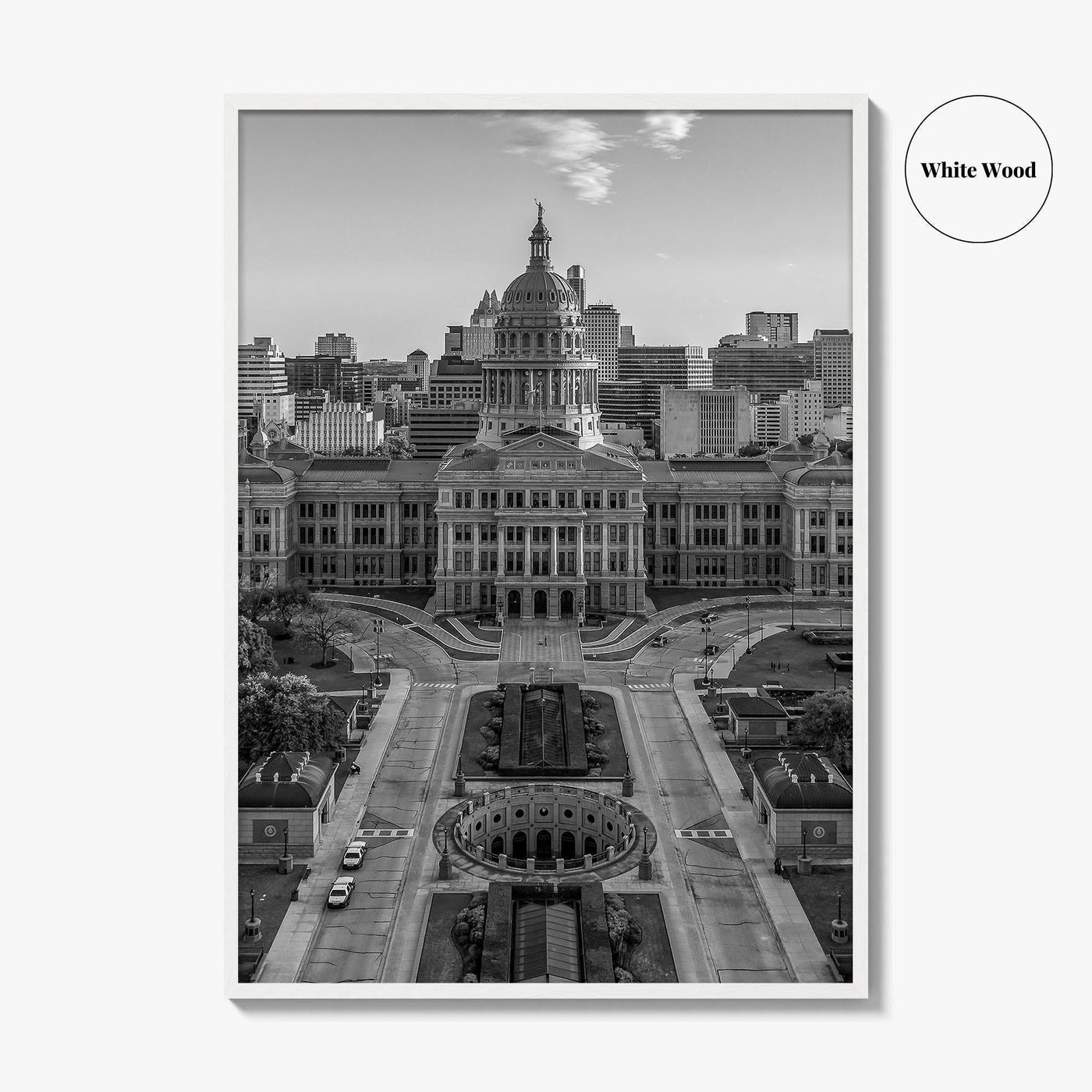 Austin Black and White Fine Art Photo Print, Texas State Capitol, TX, Poster