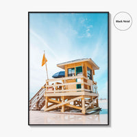Siesta Key Yellow Fine Art Photo Print, Beach Lifeguard House, Sarasota Florida USA Poster